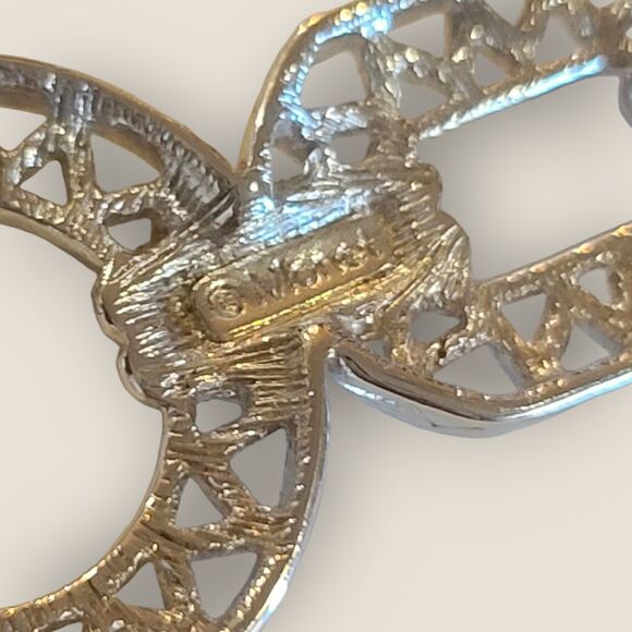 Vintage Signed Monet Silver Tone Bar Art Deco Pin Brooch Estate - Picture 3 of 8